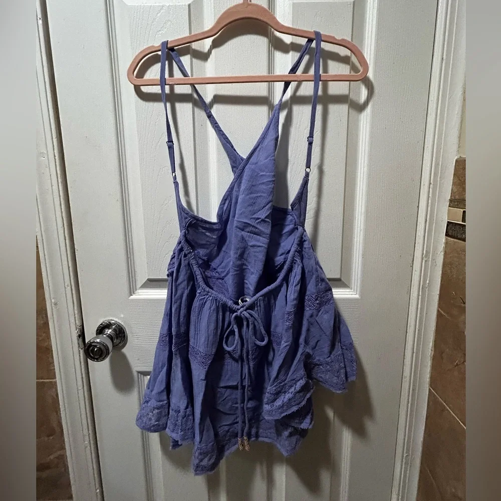 Free People Free People Lost In Lace Lavender Top Size L